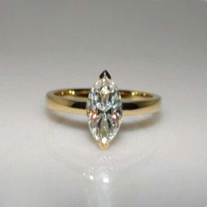 3Ct Marquise Cut VVS1/D Diamond Solitaire Engagement Ring 14K Yellow Gold Finish - Picture 1 of 6