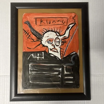 Grabado JEAN-MICHEL BASQUIAT firmado a mano ¡Subasta de arte ultra raro mente dorada! Foto 1 de 4