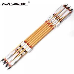 6Pcs 31''Handmade Traditional Archery Wooden Arrows W/ Feathers For Outdoor Hunt - Picture 1 of 11