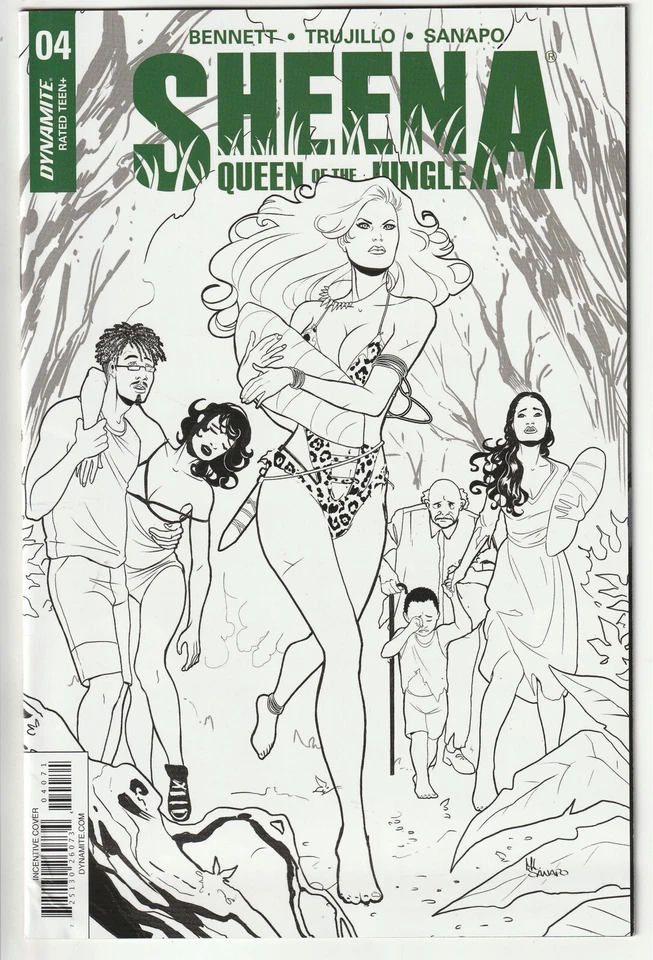 2017 SHEENA Queen of the Jungle #4 NM Dynamite 1:25 RI Variant Maria Sanapo B&W - Image 1 of 1