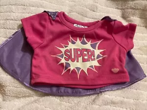 Build A Bear Super Pink Shirt With Purple Cape - Picture 1 of 2