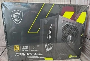 Msi MAG A650GL 650 Watt Power Supply Full Modular 80 Plus Gold- NEW SEALED - Photo 1/6
