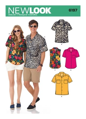 NEW LOOK 6197 MISSES' & MEN'S SHIRTS  Sewing pattern Unisex in Sizes XS - XL - Image 1 of 4