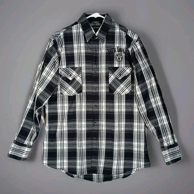 Camisa Jack Daniels Hombre Mediana Negra Perla A Presión Cuadros Bordado Logo Western Foto 1 de 4