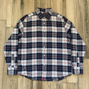 UNTUCKit 100% Cotton Gray/Blue/Red Plaid Button-Up Flannel Shirt Size Large/L - Picture 1 of 6