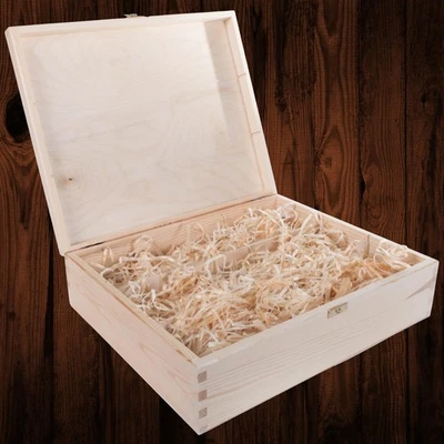 Wooden Wine Box Gift Holder 3 Bottle Carrier Case | Wood Wool Filling Incl.   - Image 1 of 4