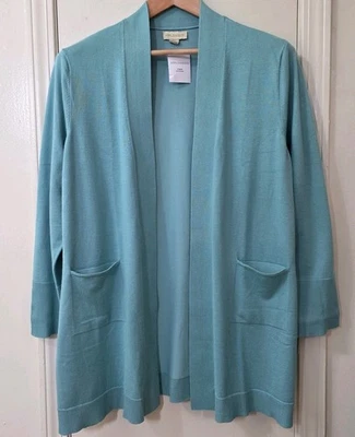 Cárdigan Suéter Appleseeds Frente Abierto Azul Agua Bolsillos Costero Para Mujer PXL NUEVO CON ETIQUETAS Foto 1 de 4