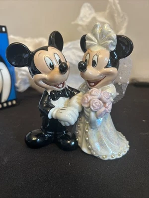 Disney Mickey and Minnie Mouse Bride and Groom Porcelain Figure / Cake Topper #2 - Image 1 of 3