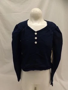 Timeless Sporty Vtg '60s NEW Dk Blue Long Sleeve Casual Pullover Shirt Girls 12 - Picture 1 of 5