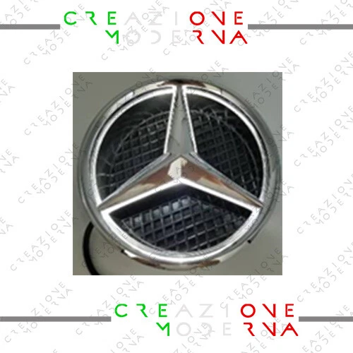 STEMMA AUTO LOGO LED FRONTALE COFANO ILLUMINATO  CROMATO  MERCEDES 18,5CM - Immagine 1 di 2