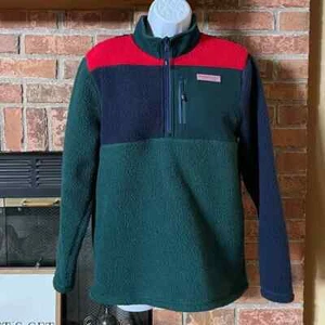 Vineyard Vines Sherpa Half Zip Pullover Holiday 2019 Collection Size 18 - Picture 1 of 8