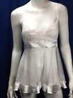 Shirley Of Hollywood XL White Babydoll Charmeuse Top Butterfly Appliqué 20476