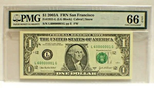 Fr#1931-L PMG 2003A $1 FRN LOW SERIAL NUMBER L6 000 000 1G  - Picture 1 of 2