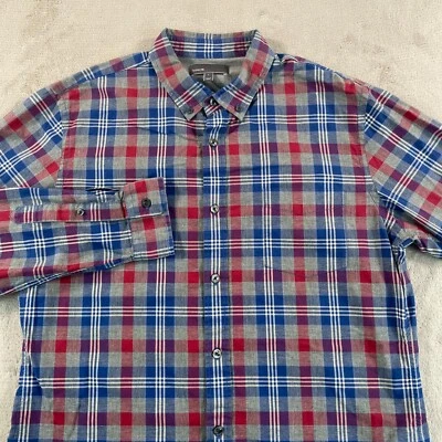 Camisa Vince Hombres Grande Multi Bolsillo a Cuadros Manga Larga Diseñador Preppy $129 Foto 1 de 4
