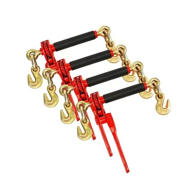 ANLU LOAD ENJ 4 Pack Folding Handle Load Binder with 2 Grab Hooks, for 5/16-3/8 Grade 7...