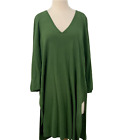 J.Jill Linen Blend Sweater Tunic Top Dress Lagenlook V-Neck Green XL Petite