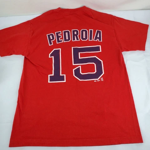 VINTAGE MAJESTIC MLB BOSTON RED SOX LEGEND #15 DUSTIN PEDROIA T-SHIRT JERSEY L Cover