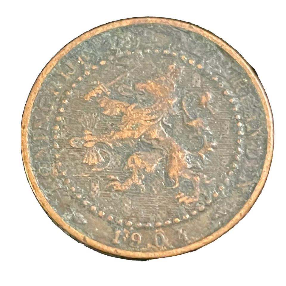 Netherlands 1 Cent 1904 Coin Willem III Wilhelmina Lion Bronze 19mm Km# 107.1 - Image 1 of 4