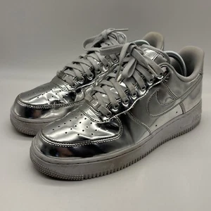 Size 10 Women’s Nike Air Force 1 SP Liquid Metal - Chrome 2019 AF1 Metallic Low - Picture 1 of 13