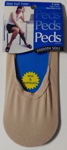 2 Pairs Peds Low Cut Liner Socks Women 5 - 10 Smooth Sole Nude Color Stretch - Picture 1 of 5