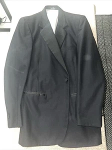 Vintage Lord West Black Velvet Tuxedo Jacket Mens 43 L Pinstripe Dry Clean Only - Picture 1 of 17