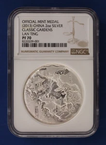 2013 China 2oz Silver Proof Mint Medal "Lan Ting Garden" NGC PF70 with COA - Picture 1 of 3