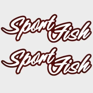 Tracker Boat Decal 162358 | Sport Fish Burgundy 7 1/4 Inch (Set of 2) - Picture 1 of 2