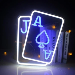 Playing Cards Neon Light Sign for Wall Decor, Poker Cards Neon Sign, Poker Light - Picture 1 of 3