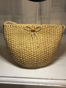 Borsa cestino vintage in vimini piccola tracolla rattan naturale - Foto 1 di 9