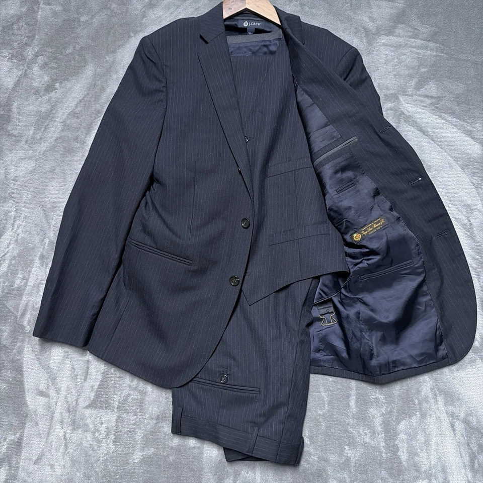 Traje J Crew Ludlow 3 Piezas Para Hombre 38R Loro Piana Azul Marino 32x32 Pantalones Lana a Rayas Foto 1 de 4