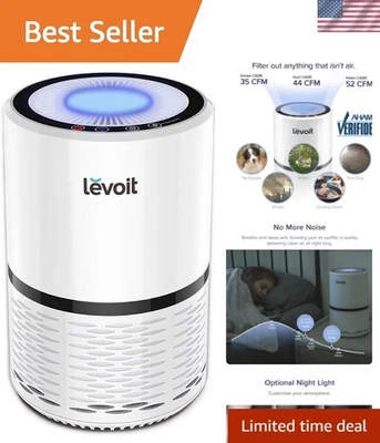 高效空气净化器带 3 合 1 过滤器适用于卧室和办公室 - 白色 — 第 1/4 张图片