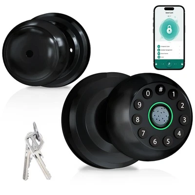 TCFUNDY Smart Door Knob Fingerprint Digital App Bluetooth Control Keypad Smart Door Lock