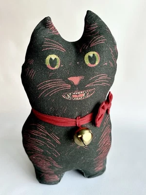 John Derian Black Cat 16" Halloween Pillow Red Ribbon Bell Target 2024 - Image 1 of 4