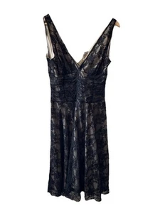 New Look Black Lace/Sheer Lined V Shaped Neck Line Dress Size 16 - Picture 1 of 5