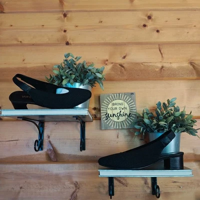 Zapatos de salón VANELi Abira negros de punto elástico con cordones tacones en bloque punta almendra talla 7 M Foto 1 de 4