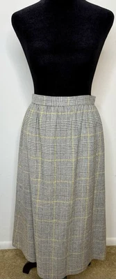 Falda midi de lana gris y amarillo a cuadros vintage Evan Picone Glen bolsillos forrados 6 Foto 1 de 4