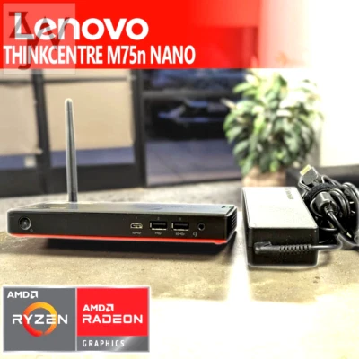 ThinkCentre M75n Nano MINI PC Desktop Ryzen 5 3500U 8GB Vega 8 128GB Win11 WIFI - Image 1 of 4