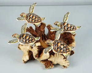 Turtle Sculpture, Family, Sea Turtle, Wood Carving, Ocean, Housewarming Gift - Picture 1 of 7