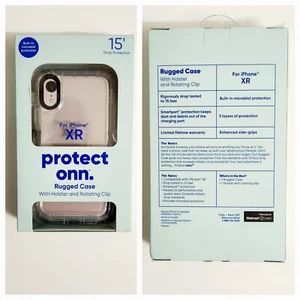 Onn Rugged Case mit Holster & drehbarem Clip für Apple iPhone 11 & XR (transparent) - Bild 1 von 8