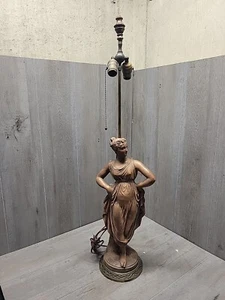 LARGE VINTAGE Chalk-ware Signed Canova Lady Lamp 37" (Damaged) - Picture 1 of 14