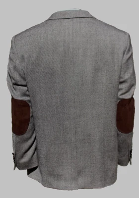 Saddlebred Mens Sz 44S Premium Quality Gray Wool Blend Blazer with Elbow Patches - Image 1 of 4