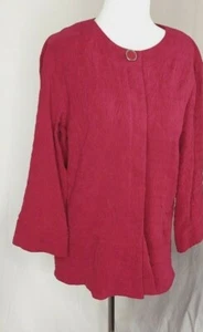 Coldwater Creek Sz 12 Soft Jacket 3/4 Sleeve Crinkle Red Wine  - Picture 1 of 9