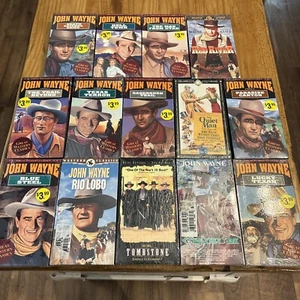 Bundle of 14 Factory Sealed VHS John Wayne Movies Tombstone Red River Chisum - Picture 1 of 6