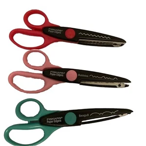 Fiskars Scissors Paper Edgers: Zigzag, Bubbles, & Seagull. Preowned Crafts Art - Picture 1 of 4