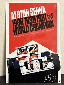 Metal Billboard Ayrton Senna McLaren World Champion F1 No Ferrari 1-43 1/24 1/18 - Photo 1/1