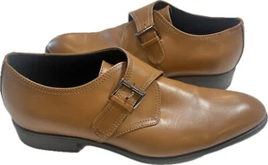 Nordstrom Rack Brown Leather Single Monk Strap Loafer Shoes Ortholite Size 11.5M - Picture 1 of 9