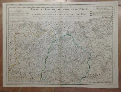MAPA ANTIGUO GRANDE MAINE PERCHE FRANCIA 1781 DELISLE / P BUACHE SIGLO XVIII Foto 1 de 4