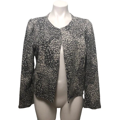 Chaqueta tejida Anthropologie Dolan grande frente abierto negra blanca bolsillos Foto 1 de 4