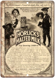 Horlick's Malted Milk Vintage Ad 12" x 9" Reproduction Metal Sign N288 - Picture 1 of 1
