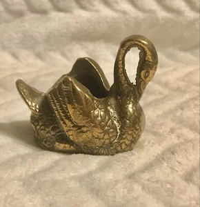 Authentic Vintage Rare Brass Small Swan very Cute - Picture 1 of 5